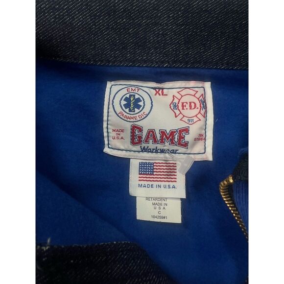 Vintage Fire Department EMT Elbow Patch Pocket 1/4 Zip Sweatshirt - XL - Picture 4 of 4